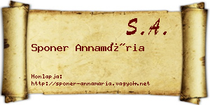 Sponer Annamária névjegykártya